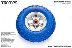 White Gloss Rim with Silver Anodised spokes and Blue Alpha tyre