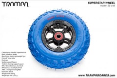 Carbon Rim with Black Anodised spokes and Blue Alpha tyre