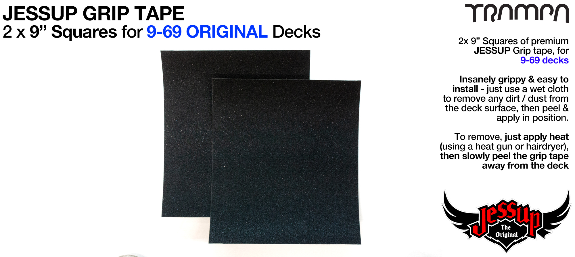 Grip tape 2 x 9 inch squares - Jessup