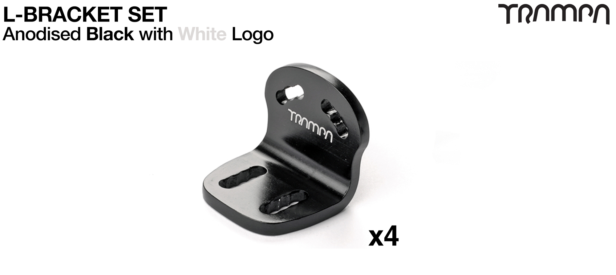 Black anodized with Laser logo L Bracket x 4