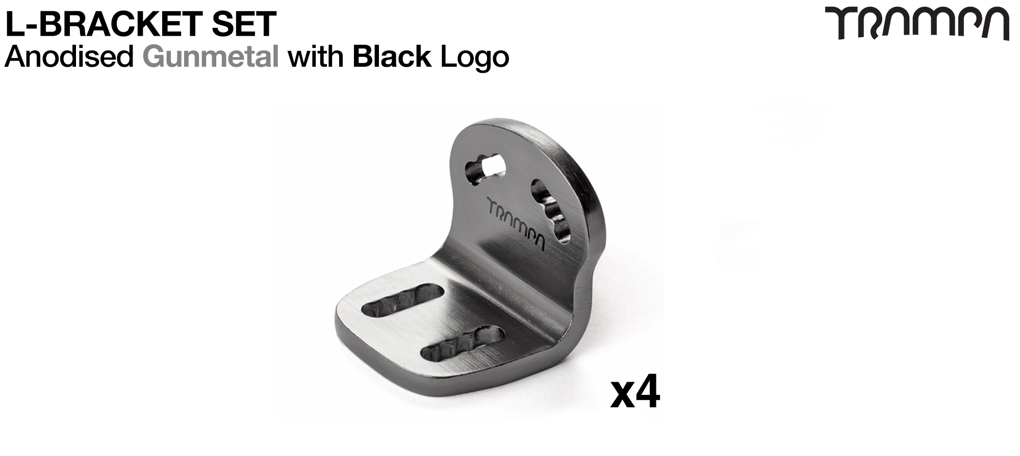 Gunmetal Anodized with Black painted logo L brackets x 4
