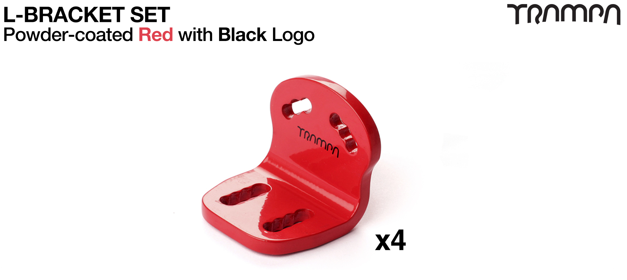 Red Powder coated with Black painted logo L Brackets x 4