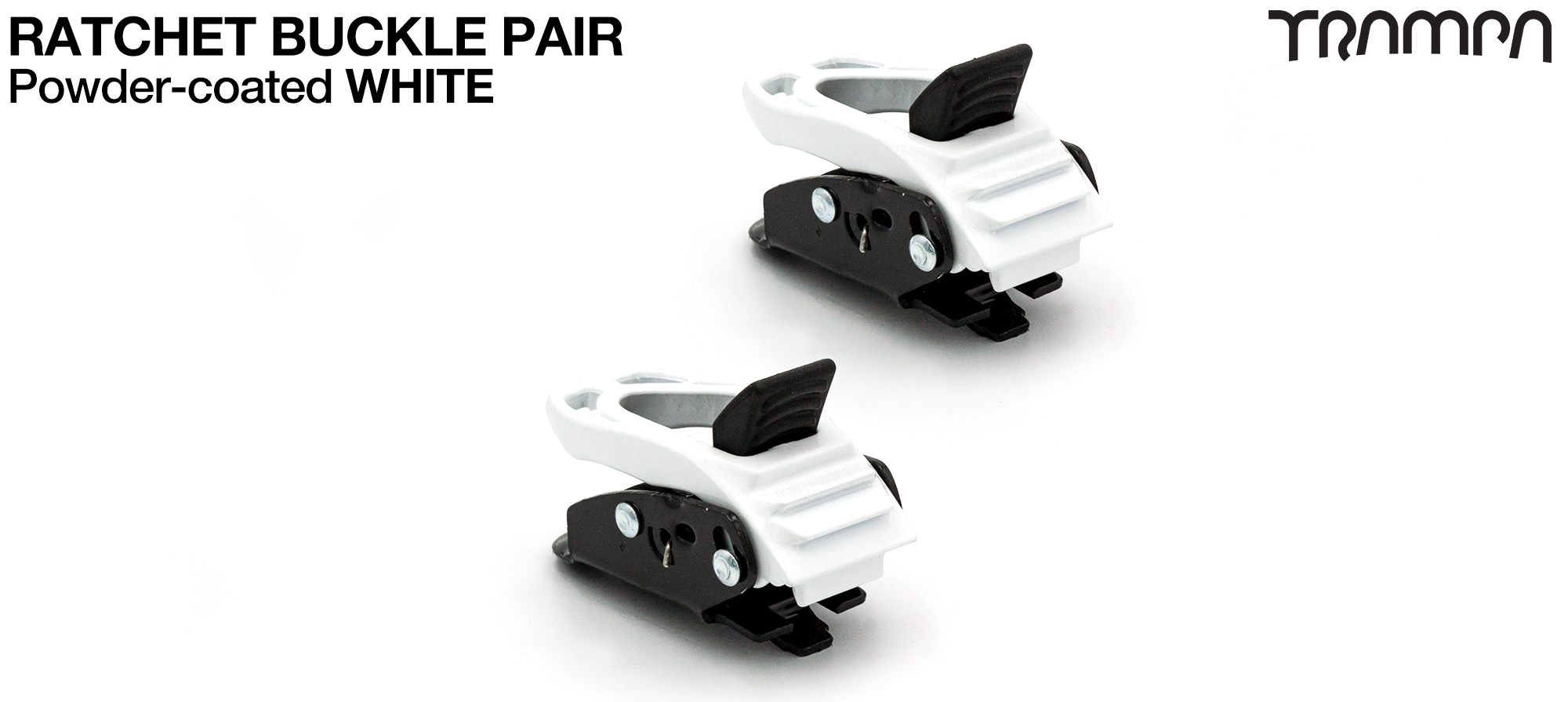 Powder coated White ratchet buckles x 2