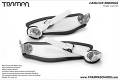 Camlock Bindings - White straps on Black Foam, Polished L Brackets and White Camlocks