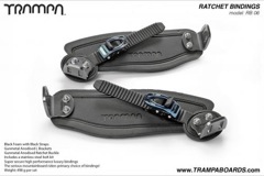 Ratchet Bindings - Black Straps on Black Foam with Gunmetal L brackets and Ratchets