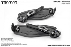 Ratchet Bindings - Black Straps on Black foam with Black L brackets and Silver Ratchet