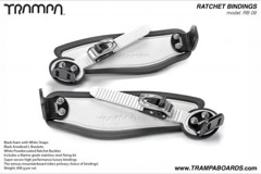 Ratchet Bindings - White Straps on Black foam with Black L Brackets and White Ratchets