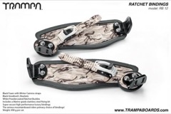 Ratchet Bindings - Winter Cammo on Black Foam and Black L brackets and White Ratchets