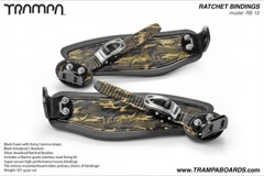 Ratchet Bindings - Army Cammo on Black Foam with Black L brackets and Silver Ratchets