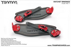 Ratchet Bindings - Carbon Print on Black Foam with Red L brackets and Ratchets