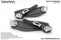Ratchet Bindings - Black Straps on Black foam with White L brackets and Rachets