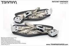 Ratchet Bindings - Winter Cammo on Black Foam with White L brackets and Ratchets