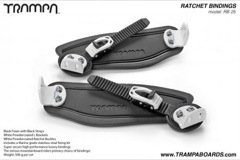 Ratchet Bindings - Black Straps on Black Foam with White L brackets and Ratchet