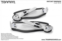 Ratchet Bindings - White Straps on Black foam with White L brackets and Ratchets