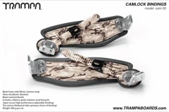 Camlock Bindings - Winter Cammo on Black foam, Polished L Brackets and White Camlocks