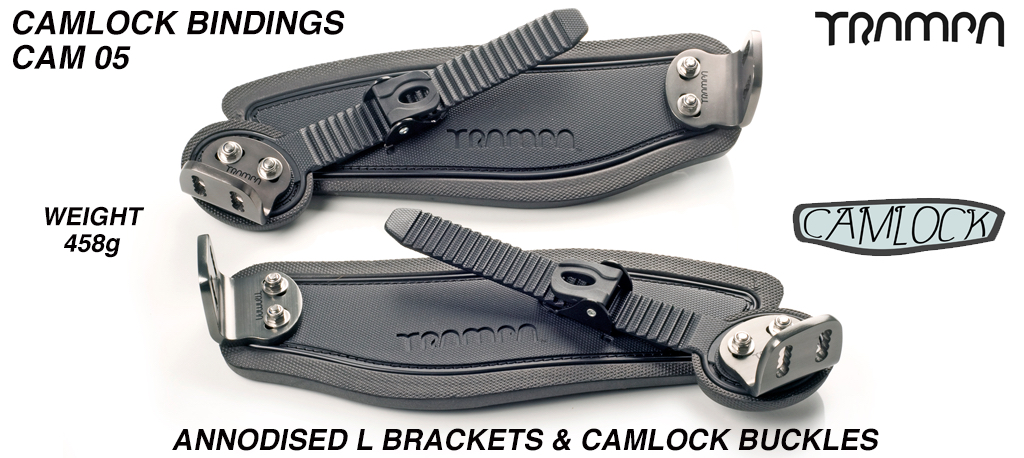 Camlock Bindings - Black straps on Black foam, Gunmetal L Brackets and Black Camlocks