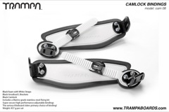 Camlock Bindings - White Straps on Black Foam, Black L brackets and Black Camlock