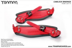 Camlock Bindings - Red straps on Black Foam, Red L-brackets and Black Camlocks