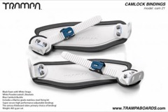 Camlock Bindings - White straps on Black Foam, White L-brackets and Blue Camlocks
