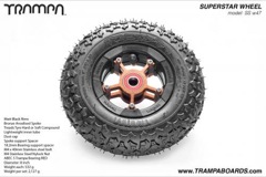 Matt Black Rim with Bronze Anodised spokes and Black Trampa tyre