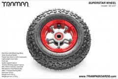 Red Gloss Rim with Silver Anodised spokes and Black Trampa tyre