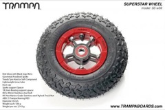 Red Gloss Rim with Gunmetal Anodised spokes and Black Trampa tyre