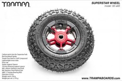 Carbon Rim with Red Anodised spokes and Black Trampa Tyre