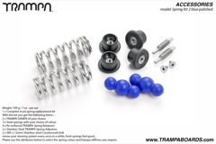 2x Polished spring, 2x Blue Dampa, 4x Retainer, 2 adjusters and fixings