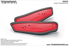 Ratchet Binding foot straps - Red straps on Black foam