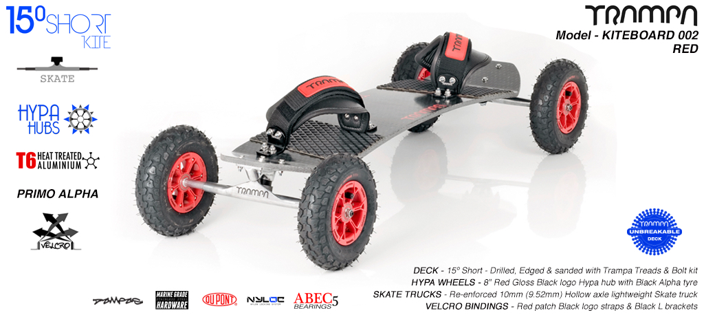 15�s 10mm hollow skates Red Hypa hubs Black Treads Velcro Bindings