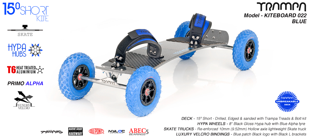 15�s 10mm Titanium skates Black Gloss Hypa Blue Alpha, Mint Hybrid bindings kite board