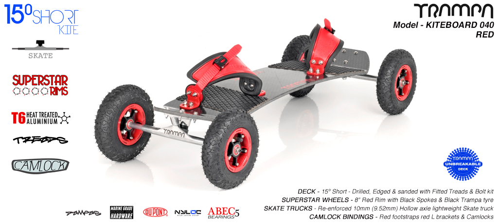 15�s 10mm Titanium skates Red Gloss/black Superstars,  Mint Hybrid bindings